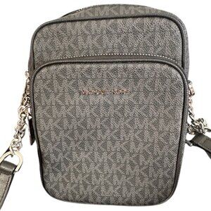 Michael Kors Gray Messenger Bag with Monogram Pattern